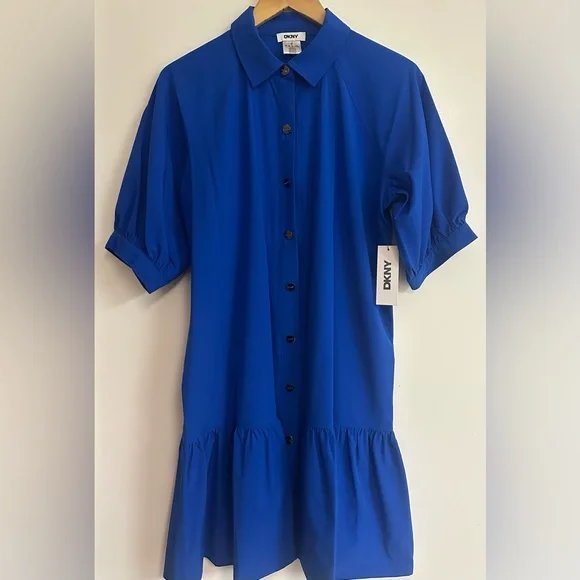DKNY Blue Button-Up Dress - Picture 2 of 9